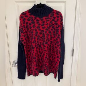 Stylish Red and Black Leopard Print Sweater